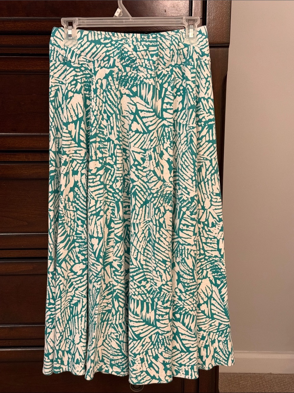 Teal and White Printed A-Line Women's Skirt